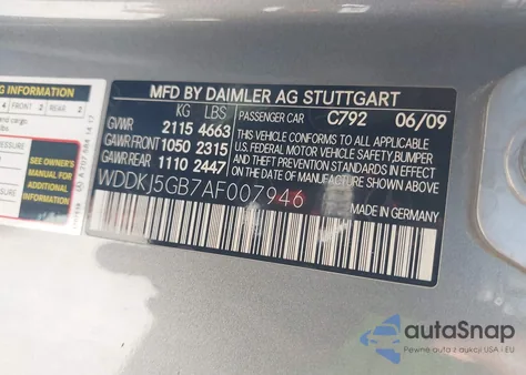 2010 Mercedes-Benz E 350 from USA, damaged, VIN WDDKJ5GB7AF007946